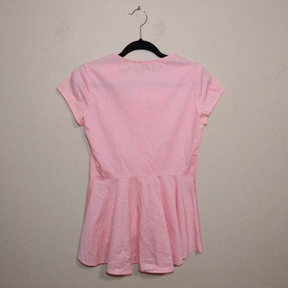 My Collection Pink Short Sleeve Peplum Blouse Extra Small - Picture 3 of 3